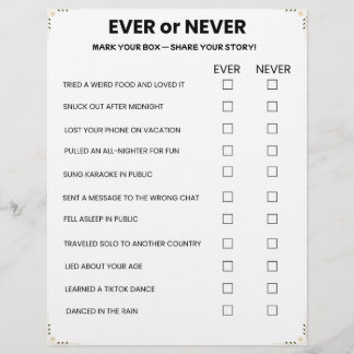 Spel 'Ever or Never' – Printbare IJsbreker Briefhoofd