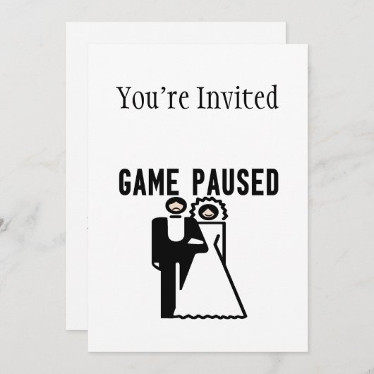 Spel Gepauzeerd Bruid & Bruidegom Kaart (Voorkant / Achterkant)