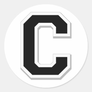 Spel het uit Initiaal letter C in zwarte Stickers