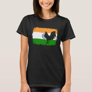 Spel kip vintage India Indiase vlag haan Gamefo T-shirt