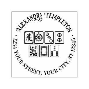 Spel Mahjong Tegels #1 Naam Retouradres Zelfinktende Stempel
