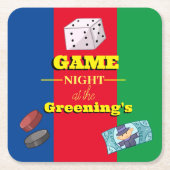 Spel Nacht Party Drinken Mat Spellen Kartonnen Onderzetters (Voorkant)