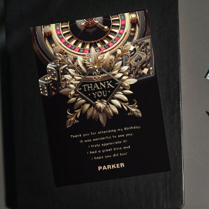 Spel Nacht Party Zwart Goud Custom Bedankkaart