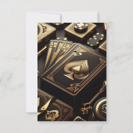 Spel Nacht Party Zwart Goud Custom Bedankkaart (Achterkant)