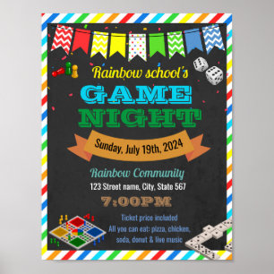 Spel nacht sjabloon flyer poster