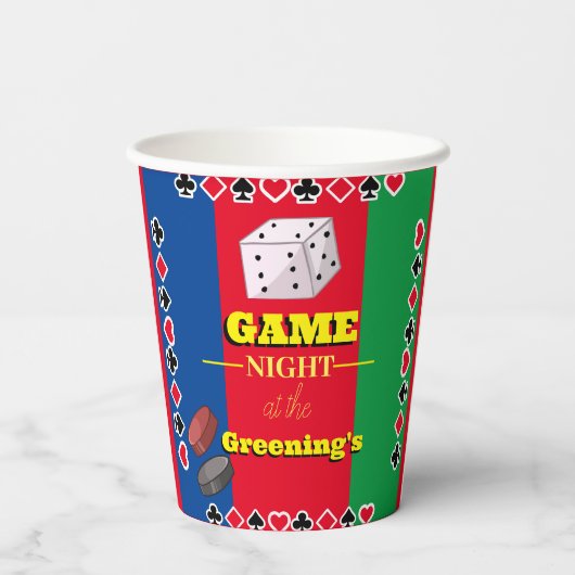 Spel nacht thema feestdecoraties games nacht papieren bekers (Achterkant)