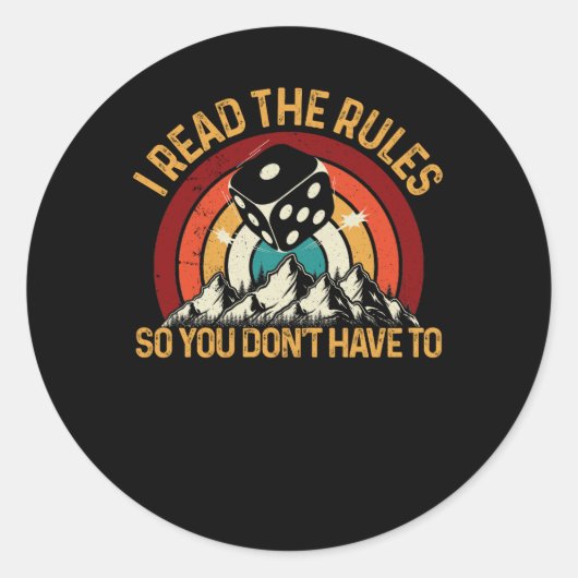 Spel Night Board Games Ik lees de regels dus ik ni Ronde Sticker (Voorkant)