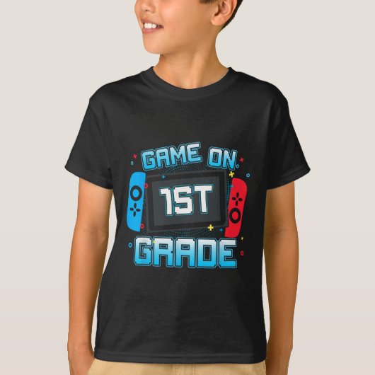 Spel op 1e klas Gamer Terug naar School Boys Kinde T-shirt (Voorkant)
