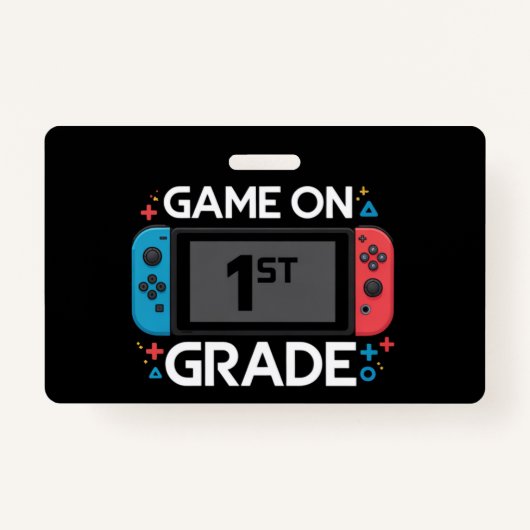 Spel op 1e klas terug naar school Grappige gamer Badge (Voorkant)
