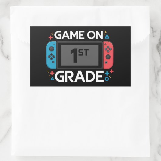 Spel op 1e klas terug naar school Grappige gamer Rechthoekige Sticker (Tas)