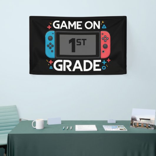 Spel op 1e klas terug naar school Grappige gamer Spandoek (Beurs)