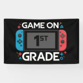 Spel op 1e klas terug naar school Grappige gamer Spandoek (Horizontaal)