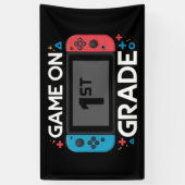 Spel op 1e klas terug naar school Grappige gamer Spandoek (Verticaal)