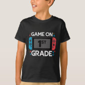 Spel op 1e klas terug naar school Grappige gamer T-shirt (Voorkant)
