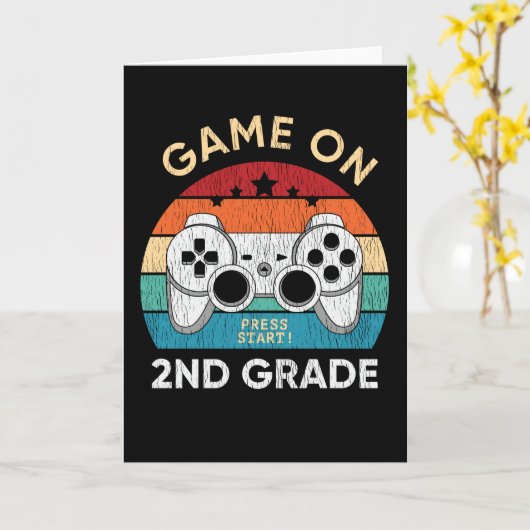 Spel op 2e klas videogame Terug naar school Gamer Kaart (Gele Bloem)