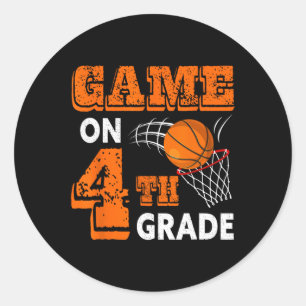 Spel op 4e klas basketbal terug naar school plezie ronde sticker