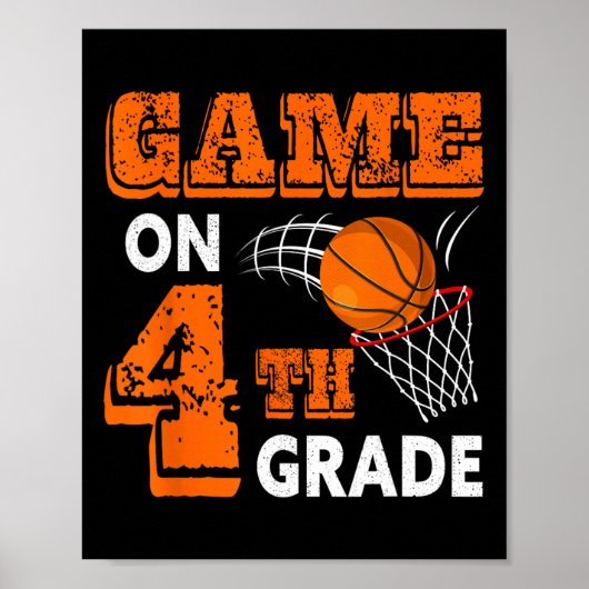 Spel op 4e klas basketbal terug naar school studen poster (Voorkant)