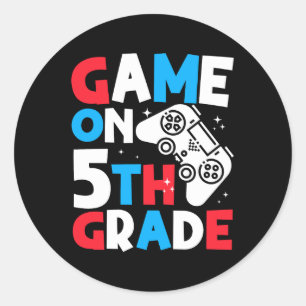 Spel op 5e klas Grappige Verjaardag Jongen Gaming  Ronde Sticker