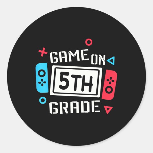 Spel op 5e klas leuk team vijfde terug naar school ronde sticker (Voorkant)