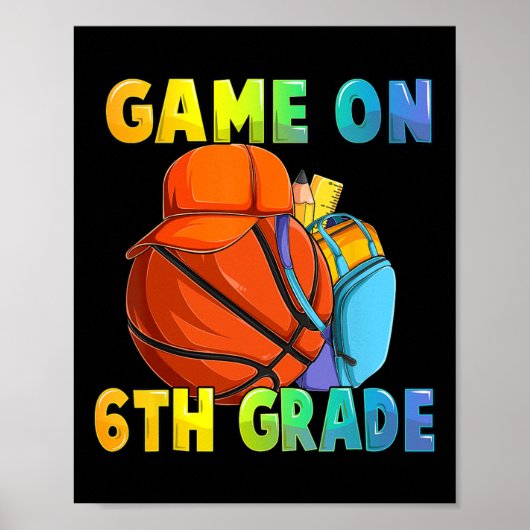 Spel op 6e klas eerste dag van school basketbal B Poster (Voorkant)