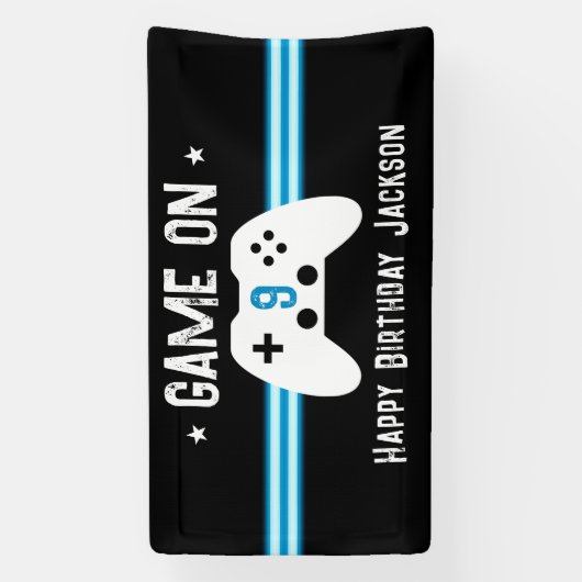 Spel op 9e verjaardag spandoek (Verticaal)