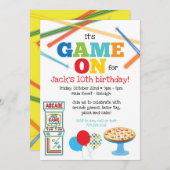 Spel op Arcade Pizza Party uitnodiging (Voorkant / Achterkant)