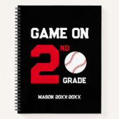 Spel op Back-to-School Baseball, Grade naam toevoe Notitieboek (Voorkant)