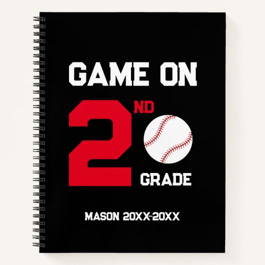 Spel op Back-to-School Baseball, Grade naam toevoe Notitieboek (Voorkant)