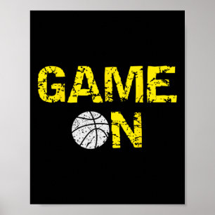 Spel op Basketbal; Blauw Zwart Geel Goud Team Co Poster