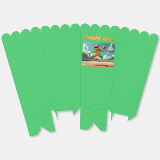 Spel op basketbal kikker popcorn dozen bedankdoosjes (Ongevouwen)