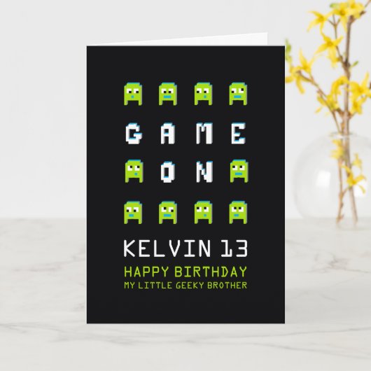 Spel op buitenaardse gamer broertje 13e verjaardag kaart (Gele Bloem)