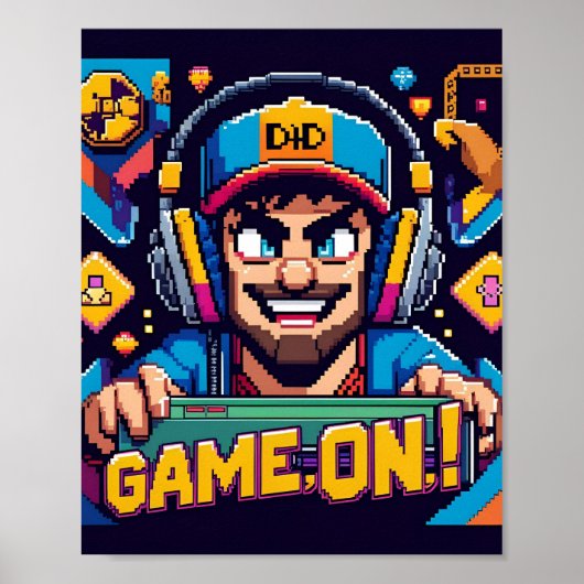 Spel op Dad Cartoon Gaming Chair Poster (Voorkant)