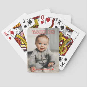 Spel op familie foto spelen pokerkaarten
