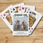 Spel op familiekaarten voor fotospelen pokerkaarten<br><div class="desc">Spel op Familie Aangepaste Fototekst Speelkaarten. Upload een foto en jouw tekst en gelegenheid voor echt unieke speelkaarten! Geweldig kerstcadeau!</div>