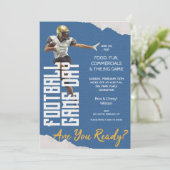 Spel op Football Speler op blauw Kaart (Staand voorkant)