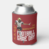Spel op Football Speler op rood Blikjeskoeler (Blikje Voorkant)