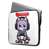 Spel op Gamer Cat met Health Bar Electronics Bag Laptop Sleeve (Voorkant Links)