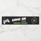 Spel op Gaming Neon elke leeftijd verjaardagsfeest Waterfles Etiket (Enkel label)