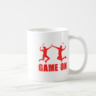 Spel op grafische badmintonspeler Shuttle Sports S Koffiemok