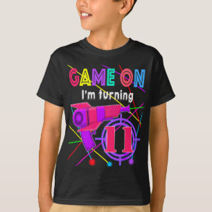 Spel op ik zet 9 jaar om jongen Laser Label 's avo T-shirt