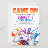 Spel op kleurrijke verjaardagsuitnodiging kaart (Voorkant)