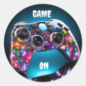 Spel op levendige afstandsbediening ronde sticker (Voorkant)