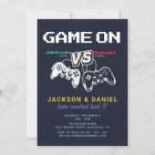 Spel Op Moderne Videospel Twin Kids Verjaardag Kaart (Voorkant)