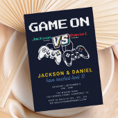 Spel Op Moderne Videospel Twin Kids Verjaardag Kaart