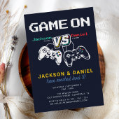 Spel Op Moderne Videospel Twin Kids Verjaardag Kaart