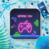 Spel op neonroze, groenpapieren Borden Papieren Bordje (Feest)