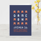 Spel op pixel monsters gamer neefje 16e verjaardag kaart (Gele Bloem)