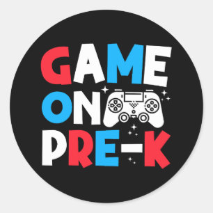 Spel op Pre-K Grade Grappige Verjaardag Jongen Coo Ronde Sticker