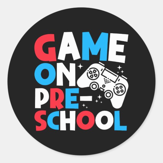 Spel op PreSchool Grade Grappige Verjaardag Jongen Ronde Sticker (Voorkant)