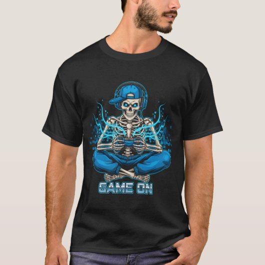 Spel op Skeleton Gamer T-shirt | Grappige videogam (Voorkant)